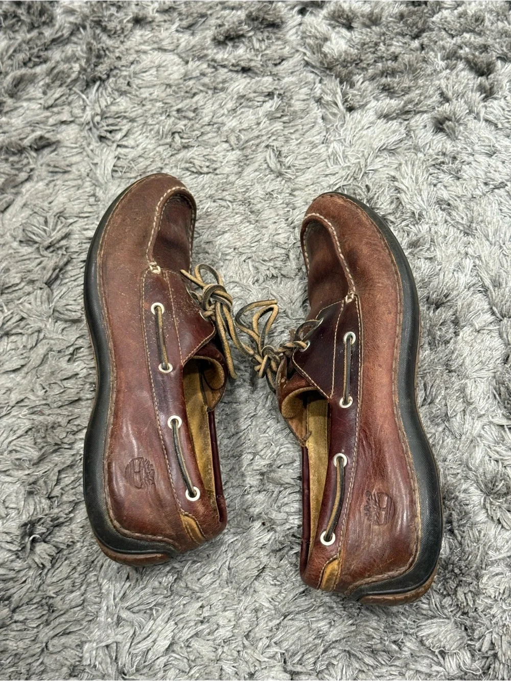Timberland Mens Annapolis Boat Shoes Brown Leather 74013 Lace Up Moc Toe size 9M